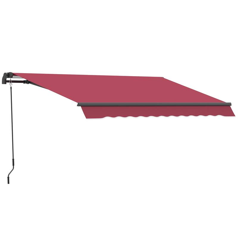 10' x 8' Retractable Patio Awning with Manual Crank, UV & Water-Resistant Fabric, Aluminum Frame for Deck, Balcony, Yard - Red