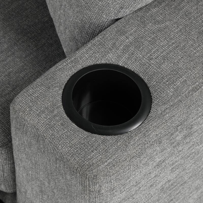 107.1" Convertible Sofa Bed, Gray, Chenille for Living Room with USB, Cup Holders & Pillows