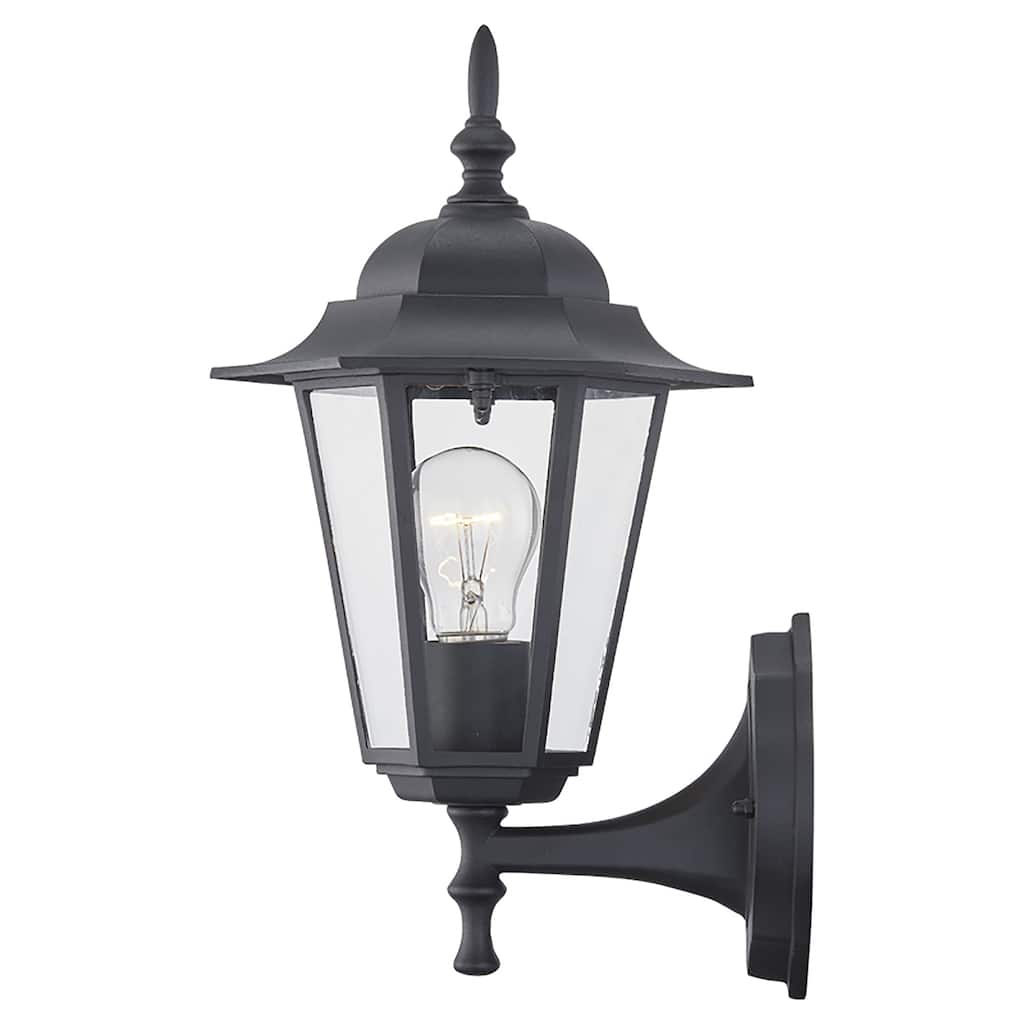 14.38"H Matte Black Outdoor Wall Lantern Sconce