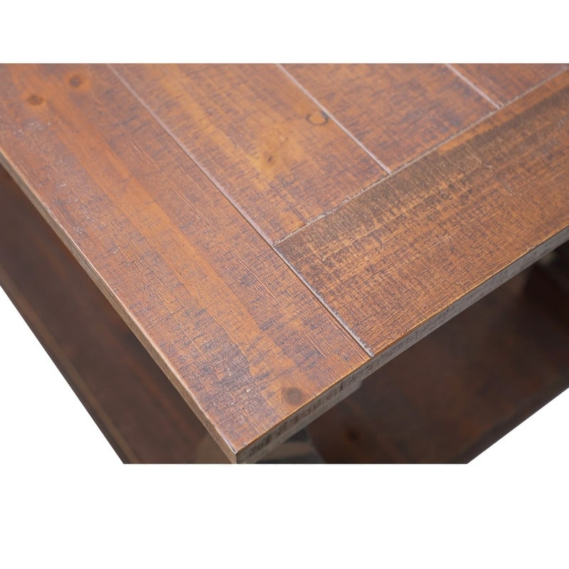Farmhouse 47.24" Coffee Table with Heavy Planked Top and Storage for Rustic Living Room Style