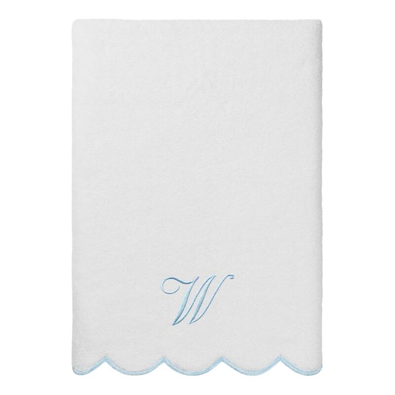 Authentic Hotel and Spa 100% Turkish Cotton Blue ADORNIA Scallop Personalized 3 Piece Towel Set - 3 Piece Set