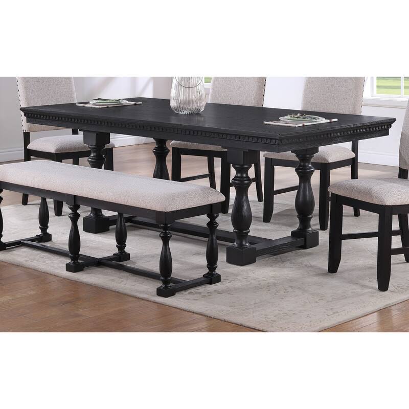 Transitional Rustic Trestle Dining Table 1pc Wooden Solid Wood Wooden Dining Table Dark Finish Rectangular Black Table