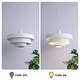 preview thumbnail 26 of 32, Industrial Adjustable Chandelier 1-Light Pendant Light with 3-Layer Metal Shade, Vintage Hanging Lamp for Living Room
