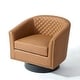 preview thumbnail 28 of 79, 2 Set Tufted PU Vegan Leather Swivel Barrel Chair with Nailheads Trim
