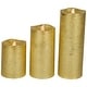 preview thumbnail 5 of 4, LED Brushed Flameless Christmas Pillar Candles - 8" - Gold Finish - Set of 3