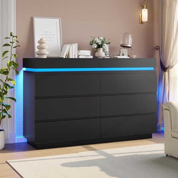 blue and black dresser Lark 6 Drawer Dresser, Navy Blue