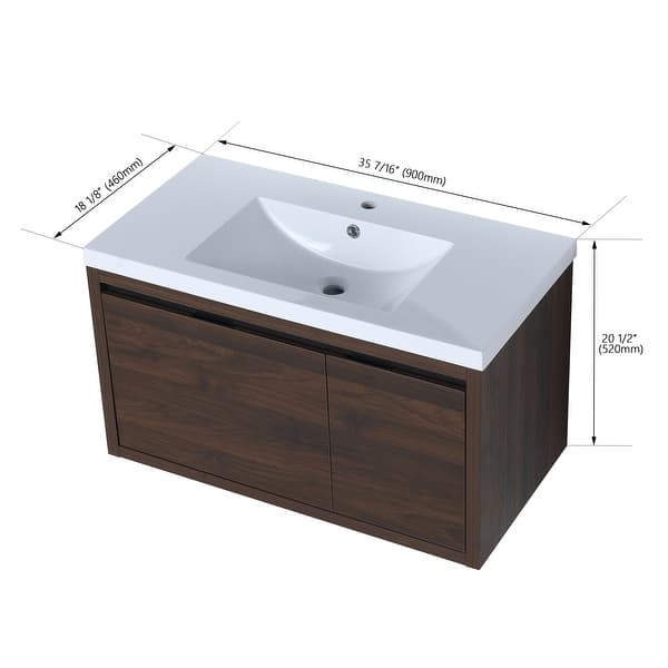 dimension image slide 11 of 13, Beingnext 24"/30"/48" Bathroom Vanity with Sink, Floating Bathroom Vanity With Soft Close Door