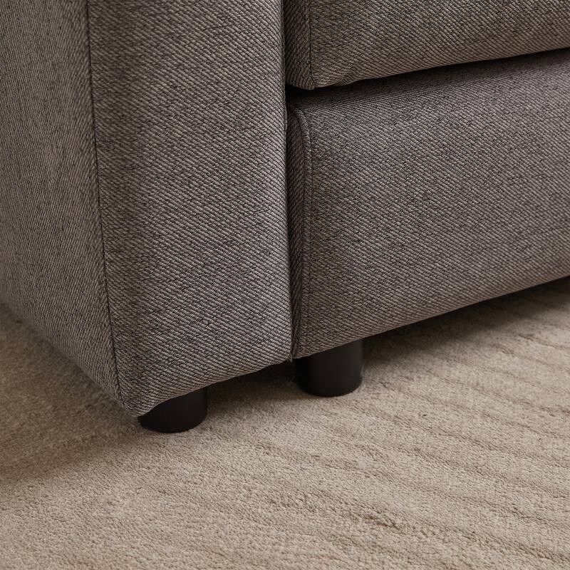 Modern Modular L-Shaped Sectional Sofa with Ottoman, 3 Cushions and 3 Pillows for Living Room