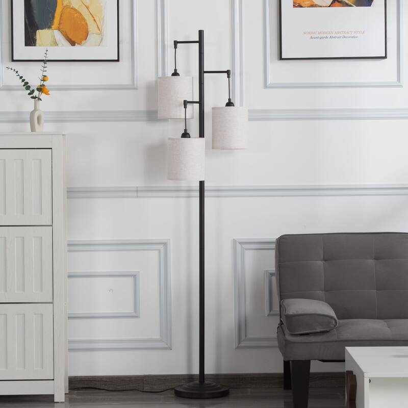 66.1" Tall Corner Tree Floor Lamp with 3-Light and Metal Base