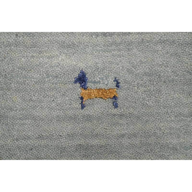 Hand Knotted Oriental 100% Wool Carpet Tribal Geometric Greys & Charcoal Gabbeh Area Rug - 7' 7'' X 5' 4''