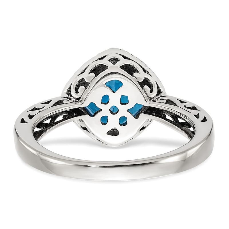 Curata 925 Sterling Silver With 14k Blue Topaz Ring