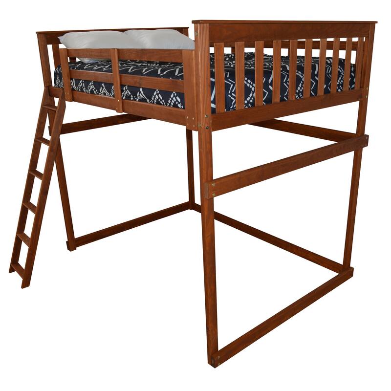 Pine Full Mission Loft Bed with Side Ladder