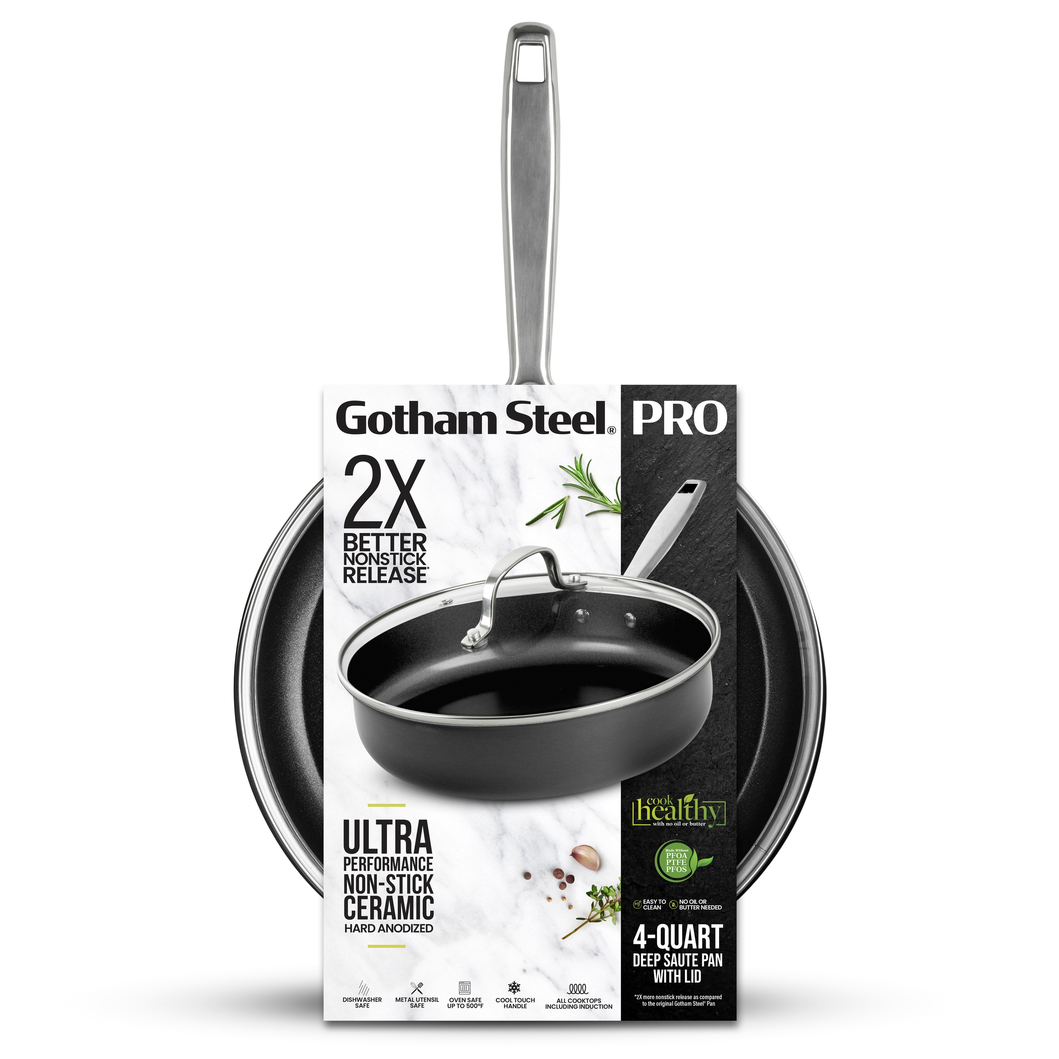 Gotham Steel Pro Ultra Ceramic 2X 4 Qt Deep Saute Nonstick Pan