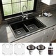 preview thumbnail 2 of 74, Karran 33" Top Mount Double Equal Bowl Quartz Kitchen Sink Kit - 33" x 22" x 9"