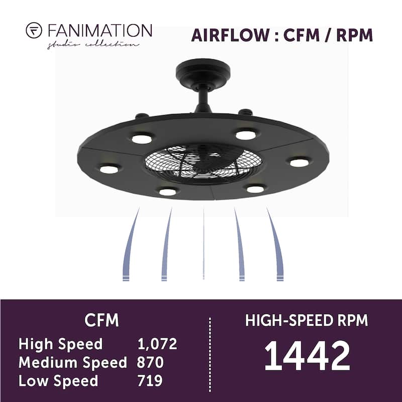 Fanimation Studio Collection Dex 12 inch Black Fandelier Ceiling Fan With LED Lights and Remote