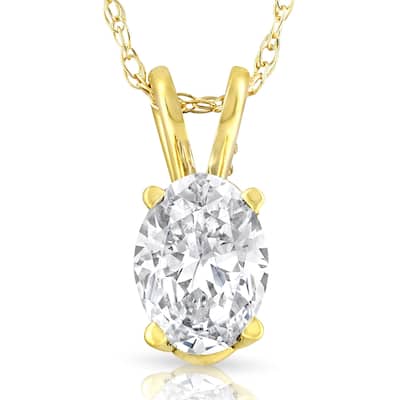 1/2Ct Certified Lab Grown Oval Diamond Solitaire Pendant Yellow Gold Necklace
