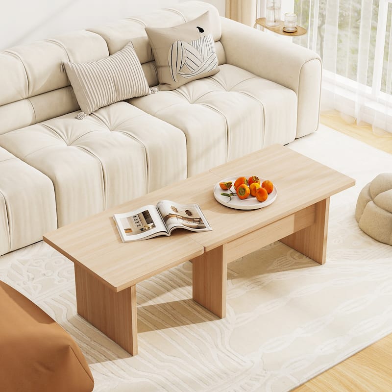 Modular Coffee Table Set of 2 L Shaped Nesting Tables Convertible Center Table for Living Room or Office - 35.5" x 20" x 16.5"