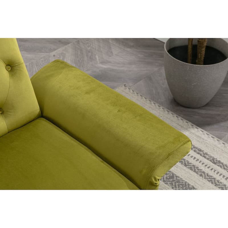 Olive Green 32.28" Tufted Accent Chair with Ottoman