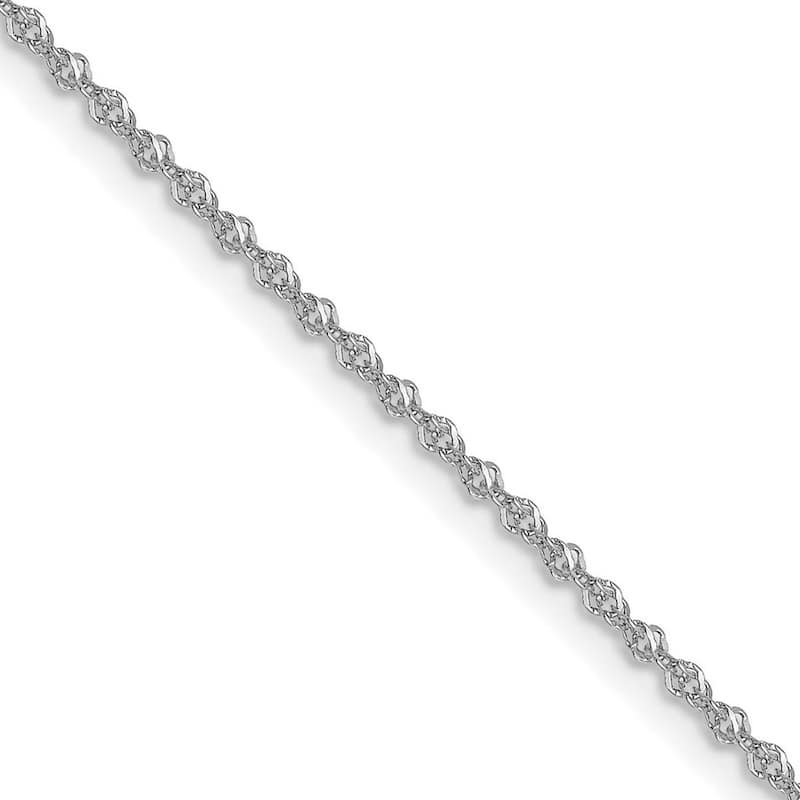 Curata 10k White Gold 1mm Diamond-cut Singapore Chain Necklace (Lobster)