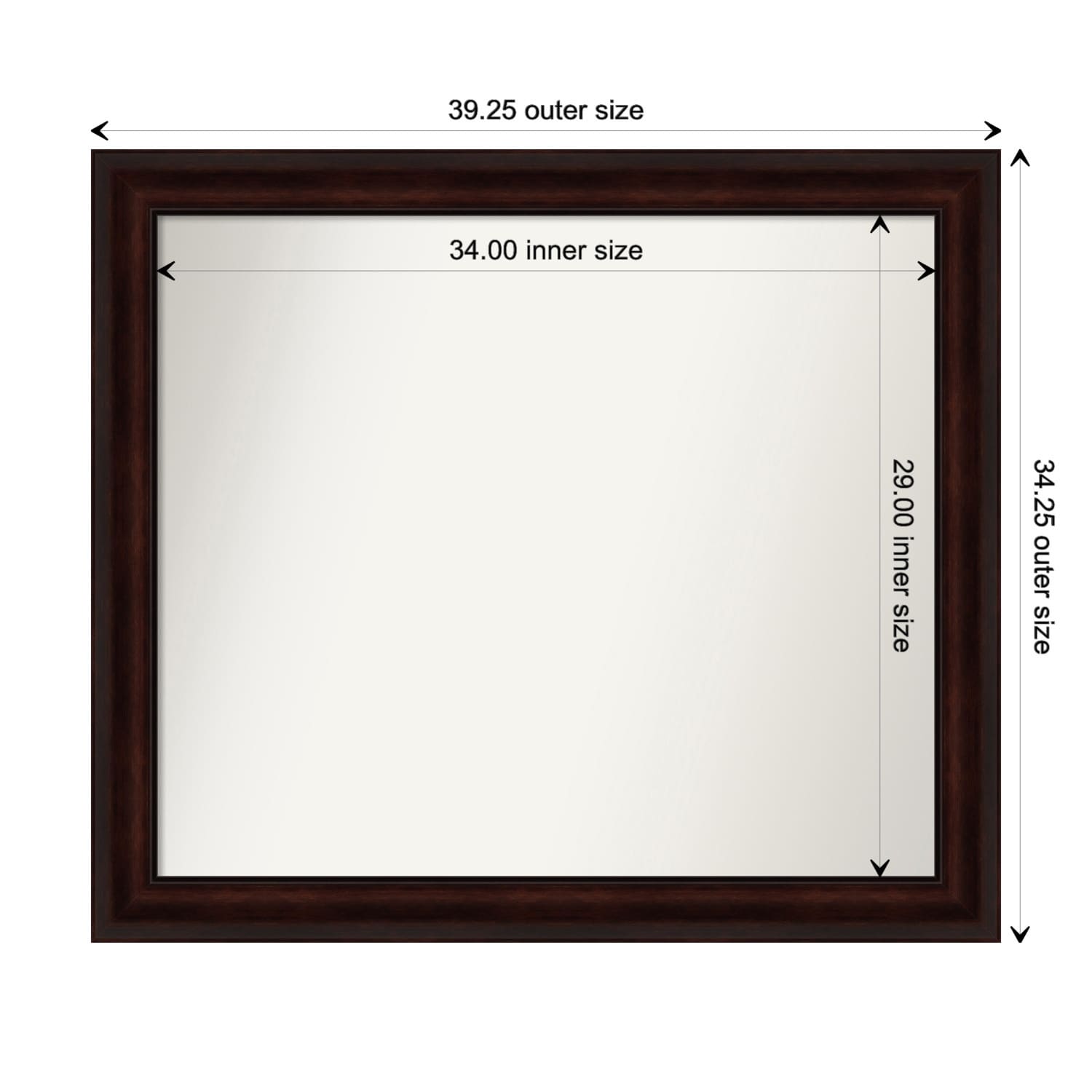 Coffee Bean Brown Framed Non-Beveled Custom Wall Mirror, Bathroom Vanity Mirror