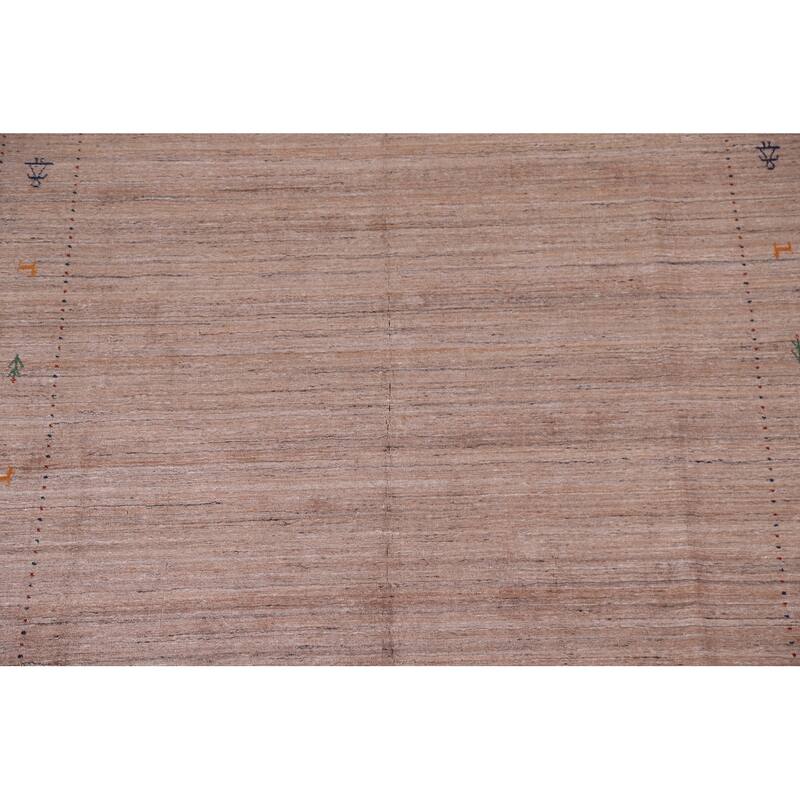 Striped Orange Gabbeh Oriental Area Rug Handmade Wool Carpet - 8'0"x 9'9"