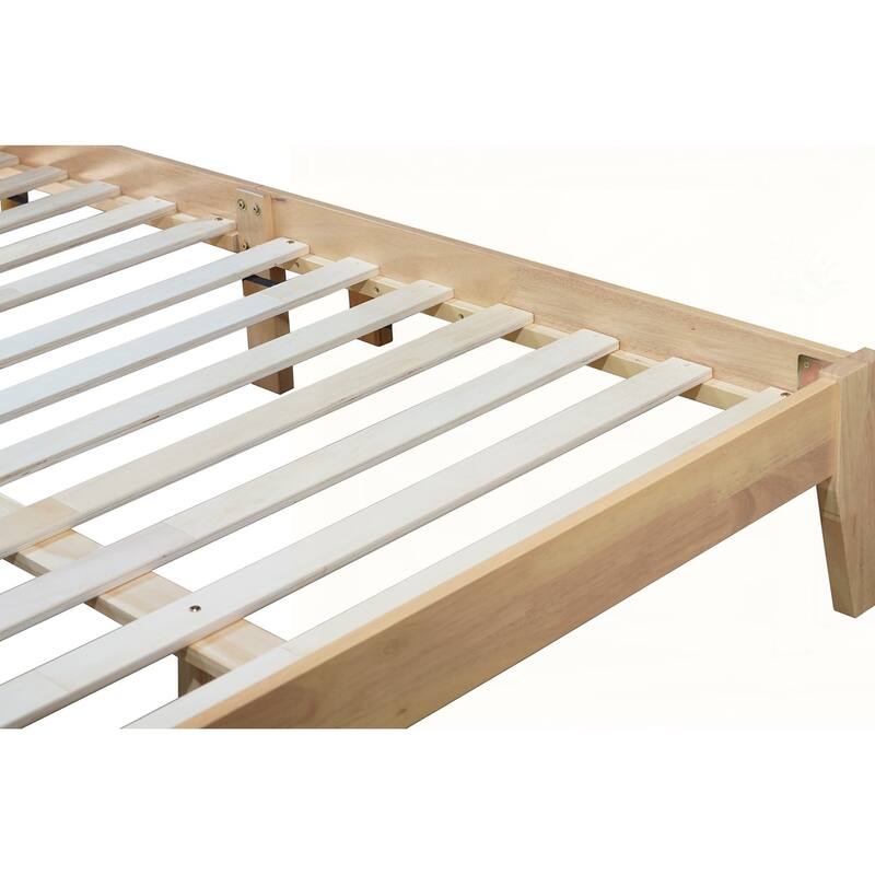 Solid Wooden Bed with Rattan Headboard