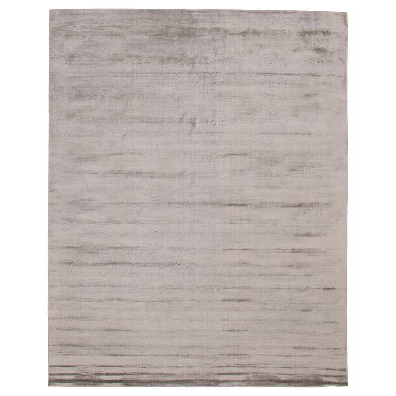 ECARPETGALLERY Hand Loomed Shimmer Grey Viscose Rug - 7'10 x 10'0 - Light Grey - 7'10 x 10'0