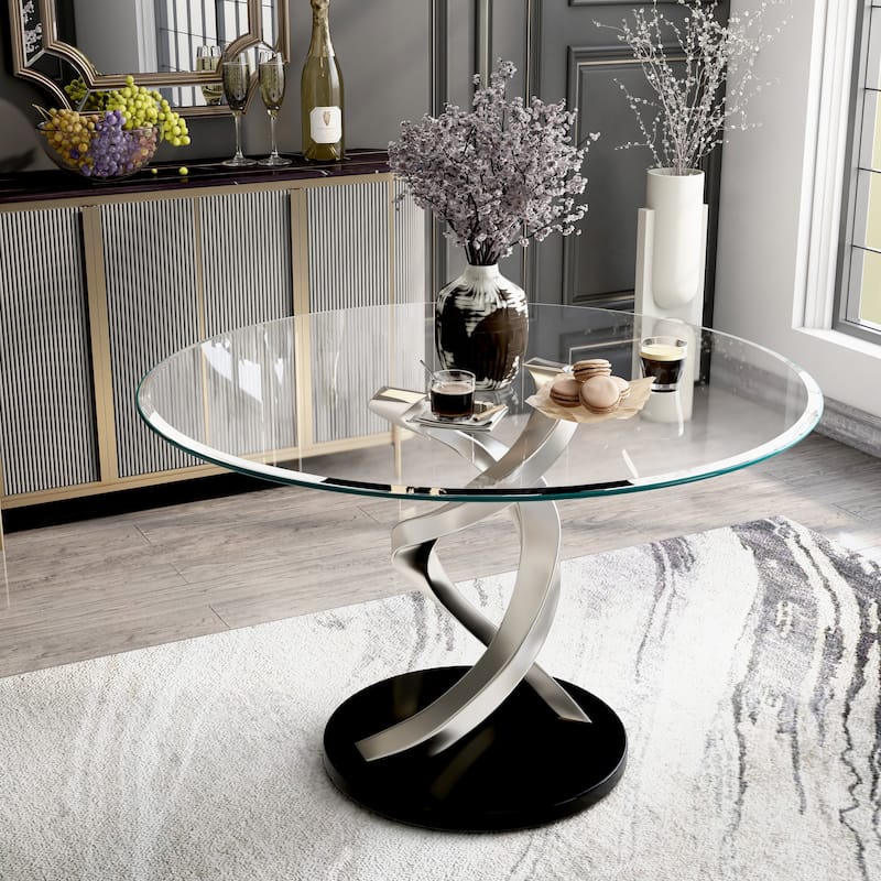 Furniture of America Caia Contemporary Glossy Silver 48-in Dining Table