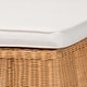 preview thumbnail 28 of 32, Palm Scallop Natural Rattan Ottoman with Cushion – Handwoven Wicker Accent Bench or Footrest for Living Room or Sunroom, Square
