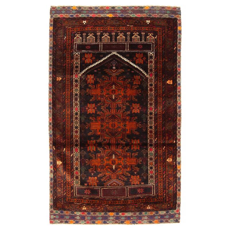 Teimani Black, Burnt Orange Rug 3'1" x 5'2" - 3'1 x 5'2 - Black/ Burnt Orange - 3'1 x 5'2