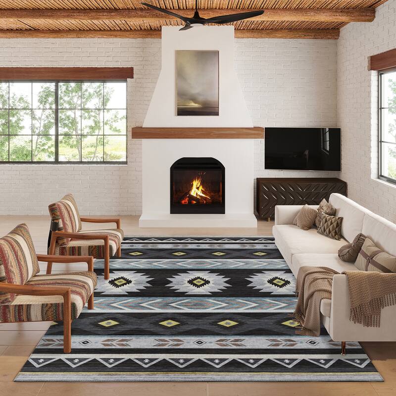 Indoor/ Outdoor Sonora Global Medallions Washable Rug