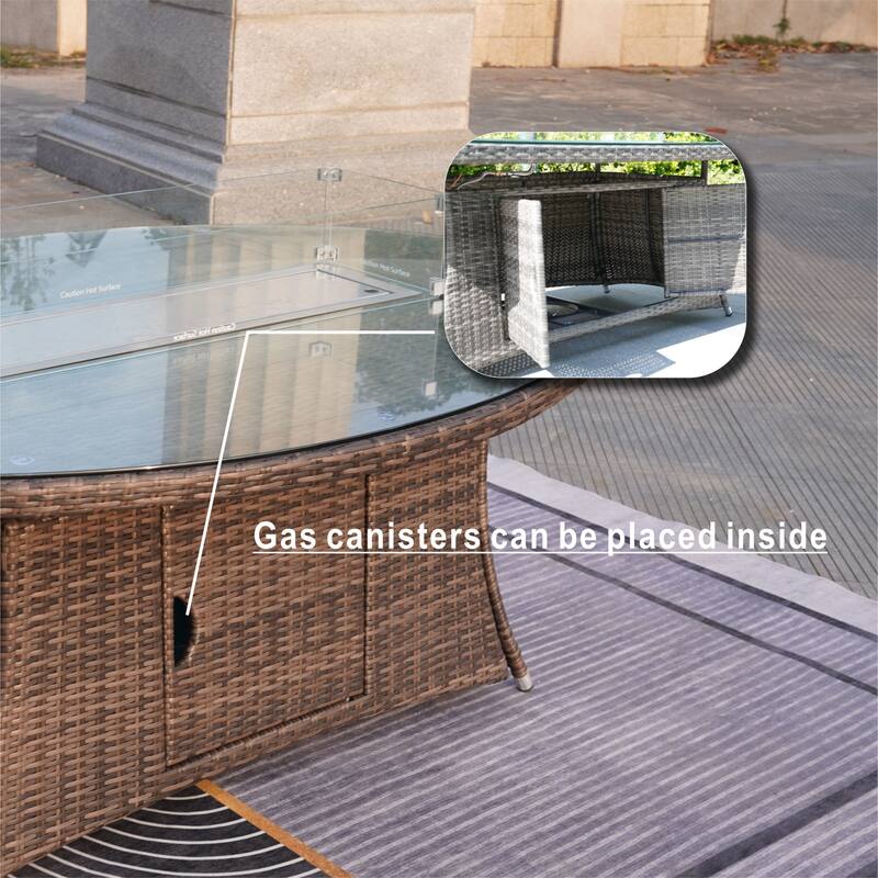 Ellington Outdoor Oval Wicker Firepit Table