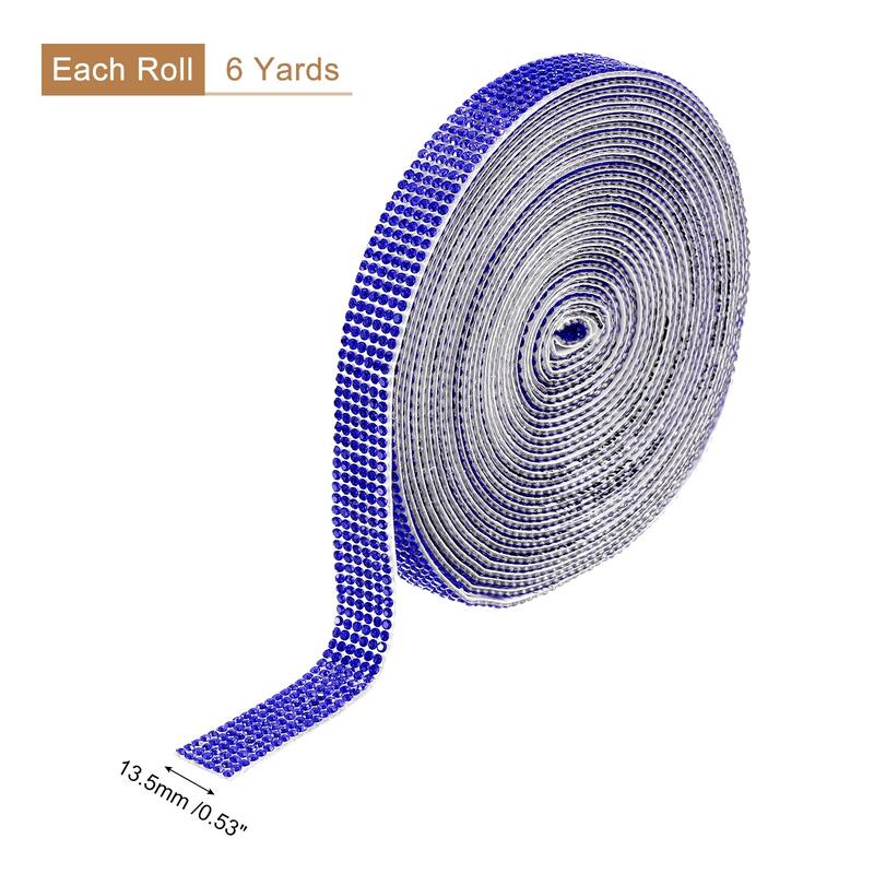 Self Adhesive Rhinestone Strips, Crystal Rhinestone Ribbon - Dark Blue - 6 yards x 0.53 inch