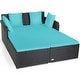 preview thumbnail 35 of 66, Costway Outdoor Patio Rattan Daybed Pillows Cushioned Sofa Furniture - See details