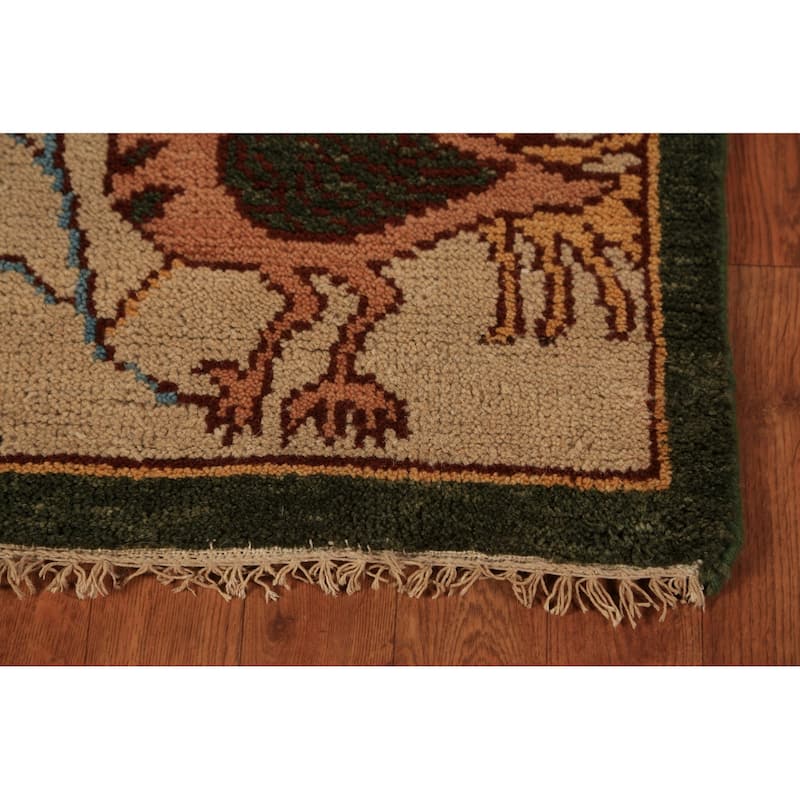 Animals Design Ziegler Indian Foyer Rug Hand-Knotted Wool Carpet - 2'8"x 6'0"