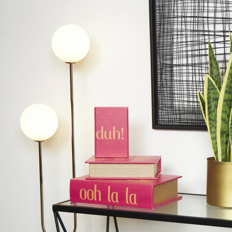 Faux Leather or Linen Fabric Book Storage Box - Set of 3 White, Beige, Black, Red or Light Gray - Roche River Decor
