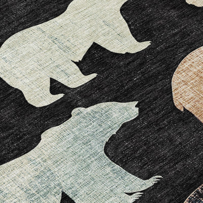 Machine Washable Indoor/ Outdoor Modern Bear Chantille Rug