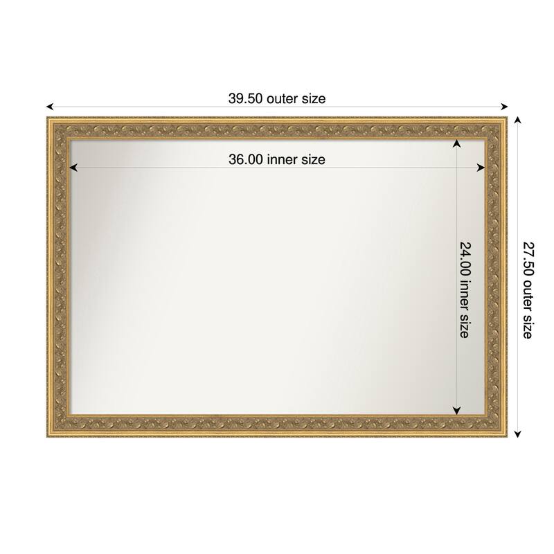 Carter Dark Gold Non-Beveled Wood Framed Wall Mirror - Carter Dark Gold - 40 x 28 in