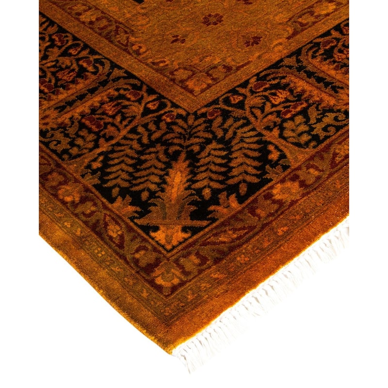 Overton Hand Knotted Wool Vintage Inspired Modern Contemporary Overdyed Gold Area Rug - 6' 1" x 14' 6"