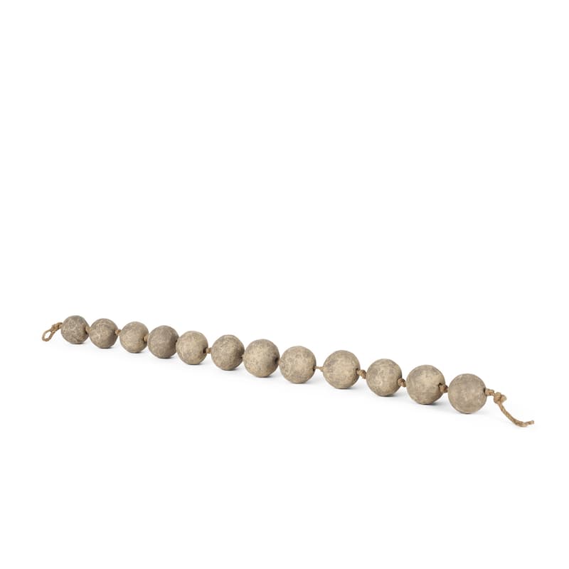 Varamala Beige / Dark Beige Paper Mache Sphere Garland - 40.0L x 2.5W x 2.5H - Beige-Dark