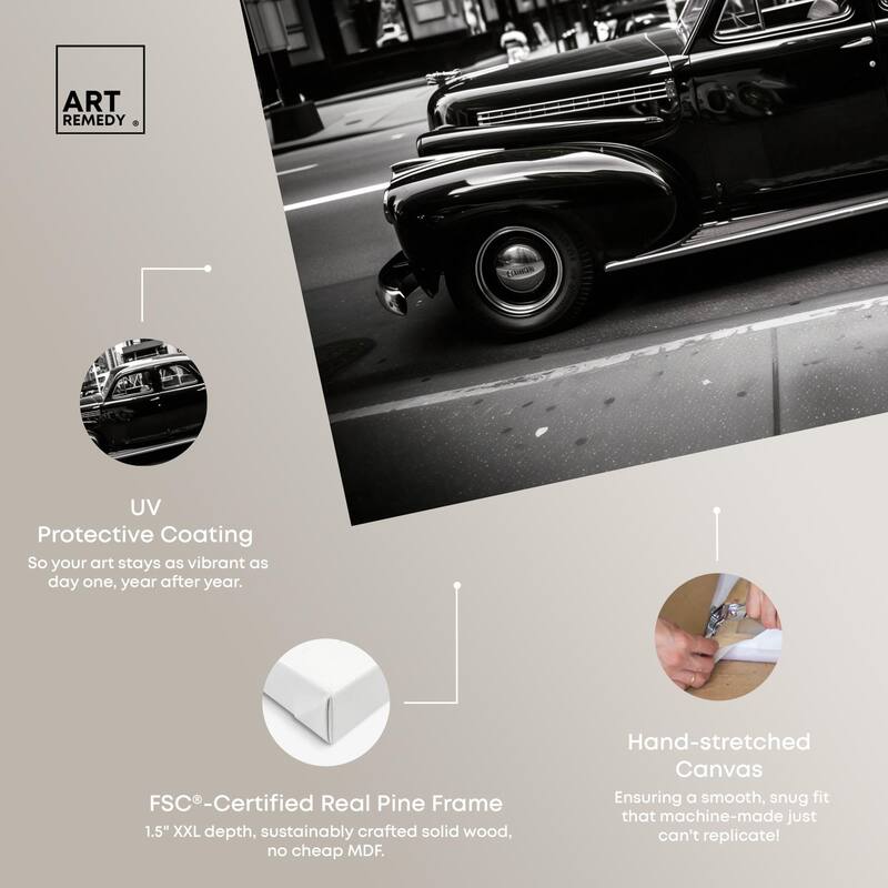 Vintage Car in New York Canvas by Art Remedy, Gallery Wrapped
