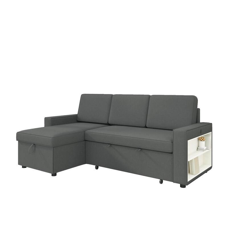 85.8" Pull Out Sleeper Sofa With USB Port And T-pyce Port