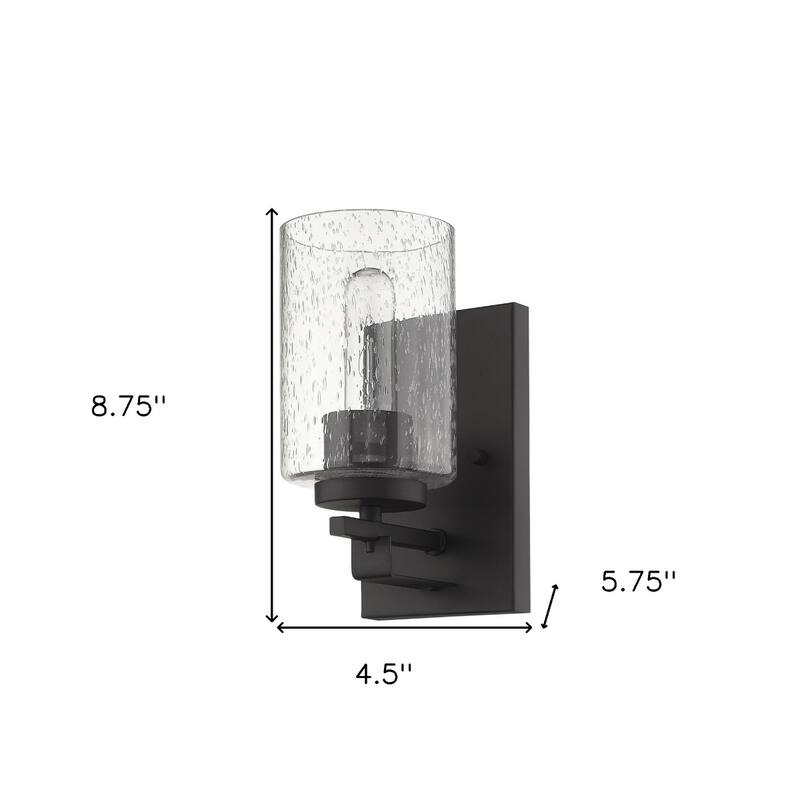 Metal and Textured Wall Sconce with Seeded Glass Shade LED Hardwired - 5.75” x 4.5” x 8.75” (D x W x H)
