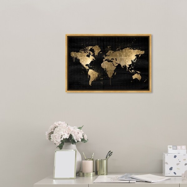 Oliver Gal 'Mapamundi Gold' Maps and Flags Wall Art Framed Canvas