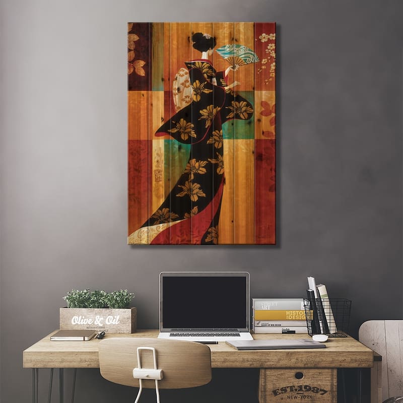 Sakura Print On Wood by Keith Mallett - Multi-Color