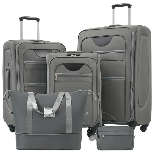 3 Piece Set Softside Luggage Expandable Suitcase with Duffel Bag