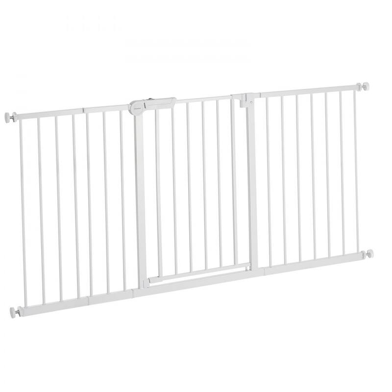 White Adjustable Kid's Gate 60-63in with Auto-Close and One-Hand Lock - 60.6-63.3 L x 30 W in.