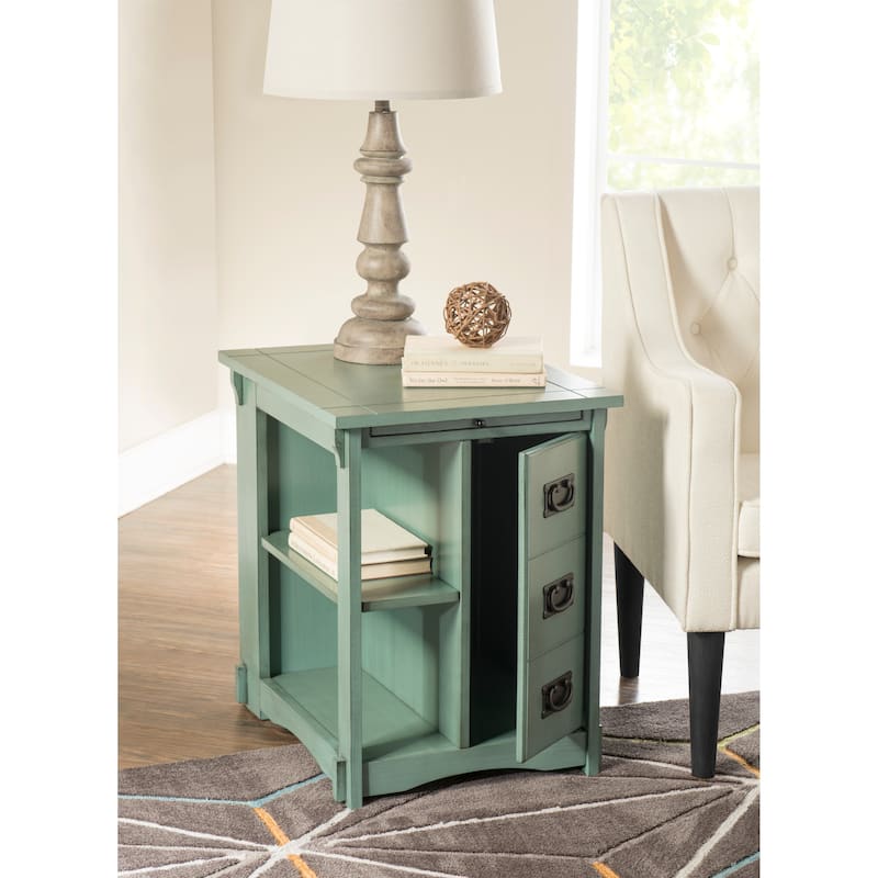 Linon Derek Side Table with Storage Grey