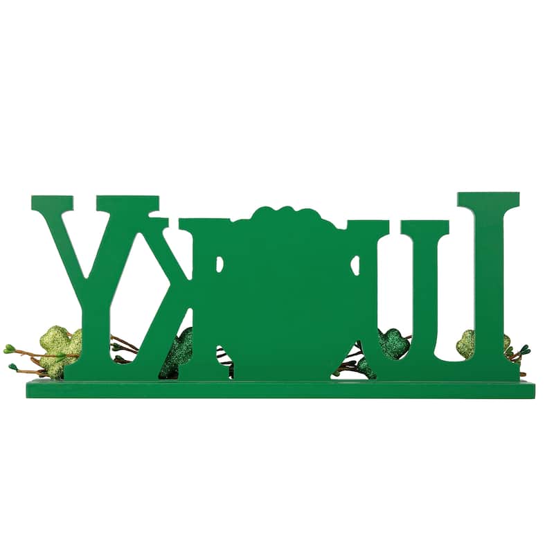 Glitzhome 16"L St. Patrick's Lucky Word Sign Table Decor