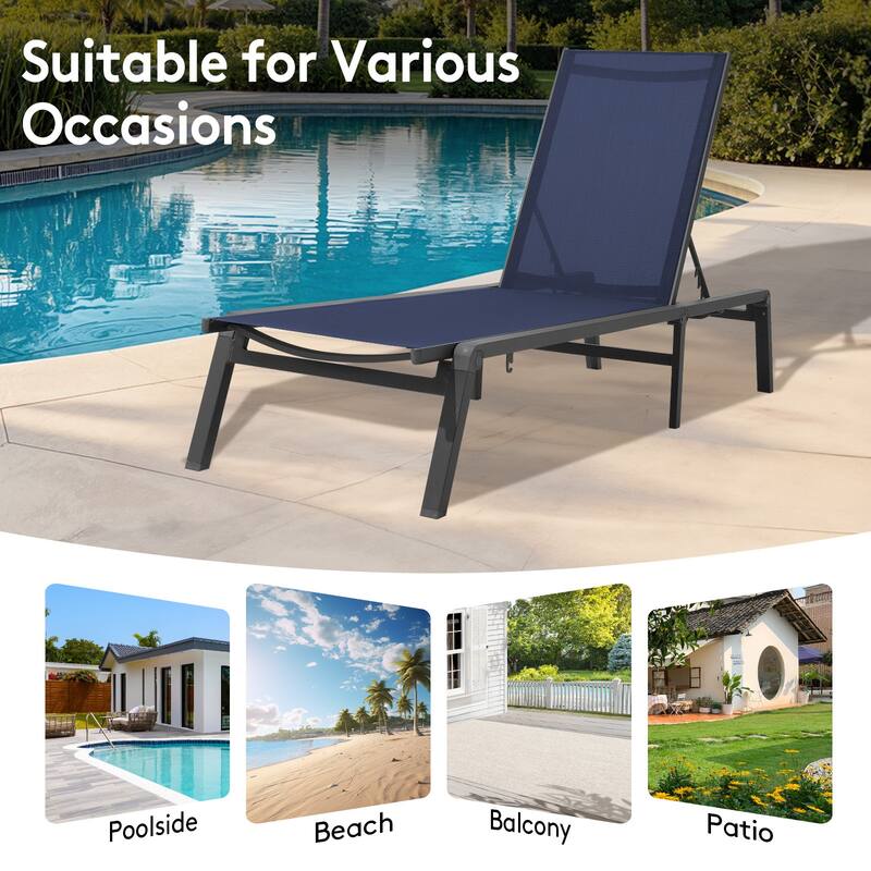 5-Position Reclining Folding Lounge Chair – Adjustable Backrest & Portable Relaxation
